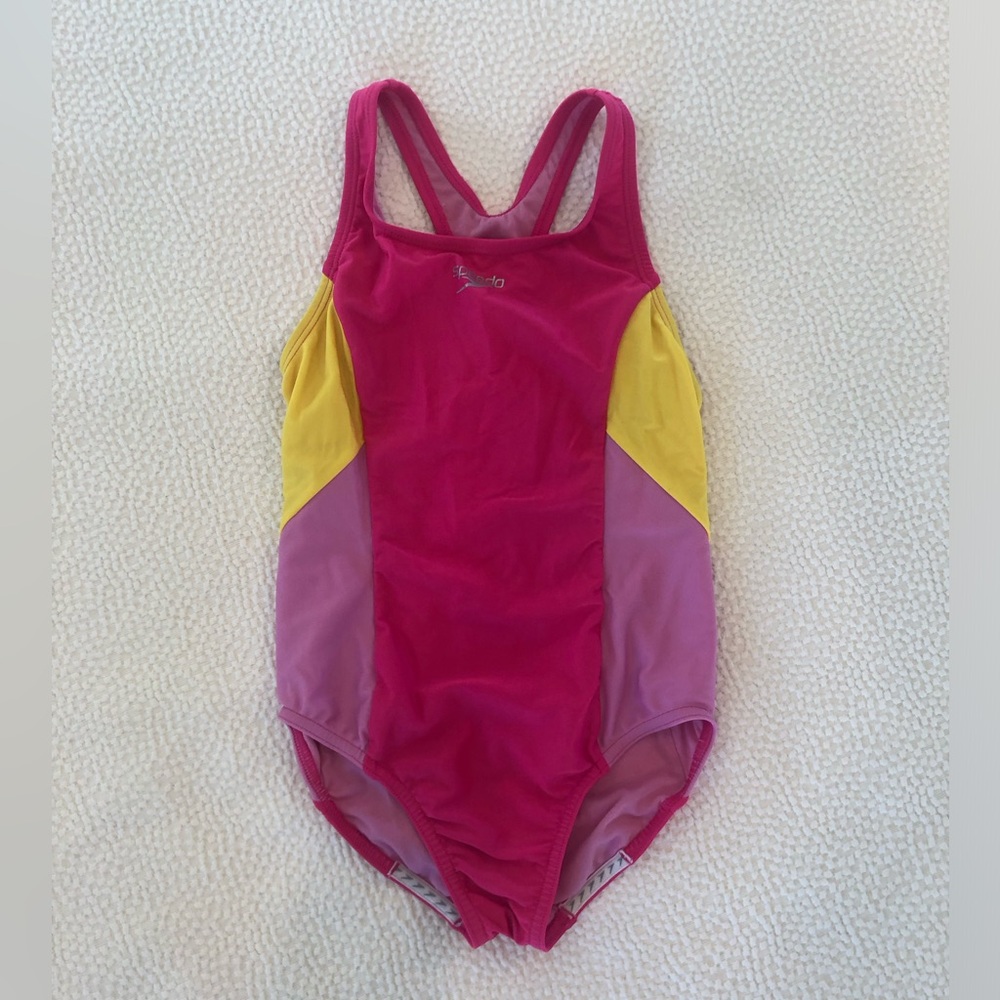 Speedo Pink Yellow One Piece Swimsuit Gil’s M 8